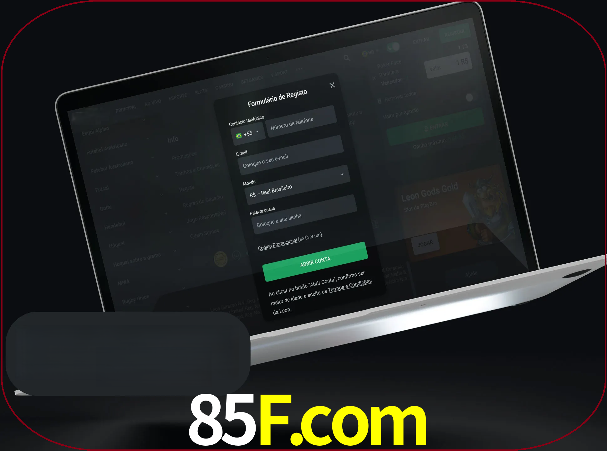 Abra o site da LeonBet e crie sua própria conta.